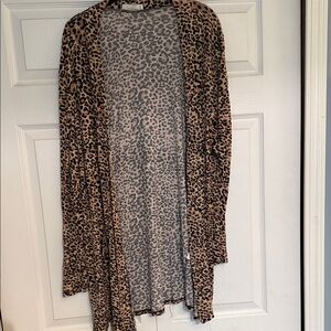 ZENANA Leopard Print Open Front Cardigan - Brown & Black